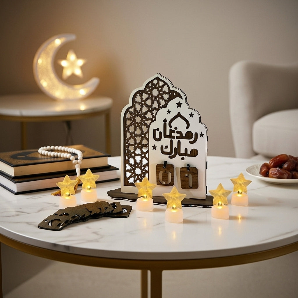 زينة طاولة LED معدنية على شكل نجمة 4×7 سم (طقم 6 قطع)