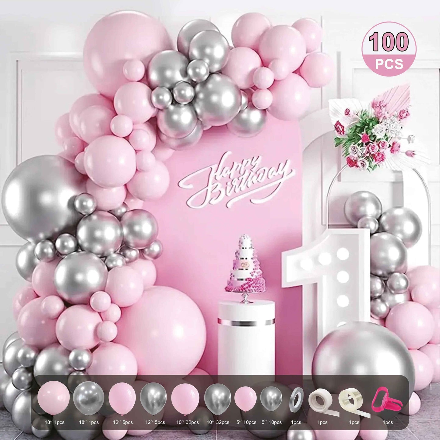 Blush Sparkle Balloon Garland Kit