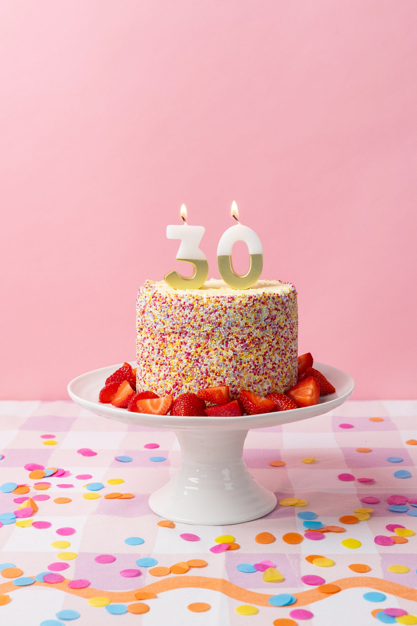 مجموعة شموع رقم 30 باللونين الأبيض والذهبي