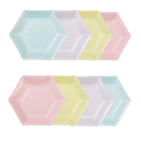 Grandes assiettes hexagonales pastel en papier 8 pièces