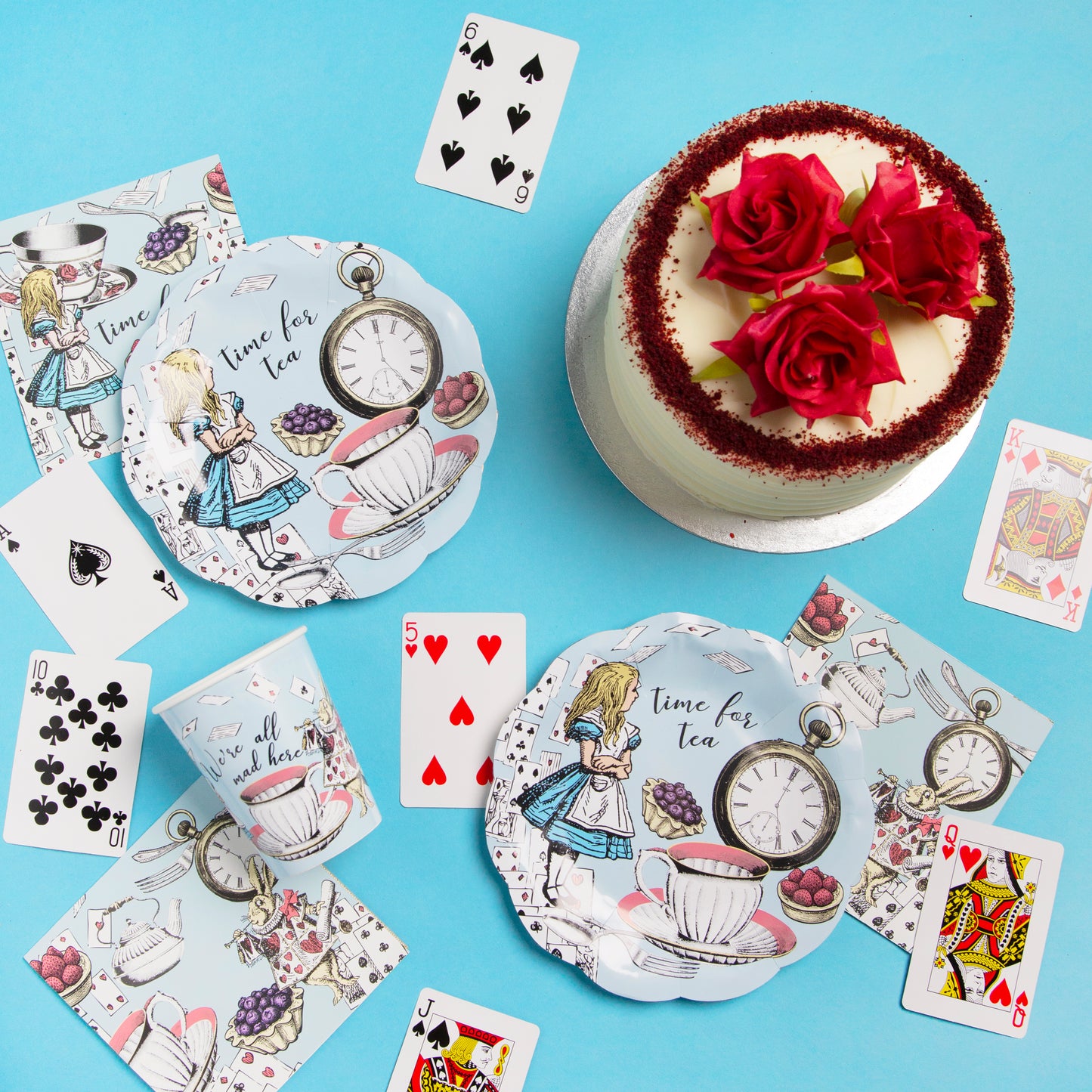 أكواب ورقية زرقاء Alice in Wonderland 8 قطع