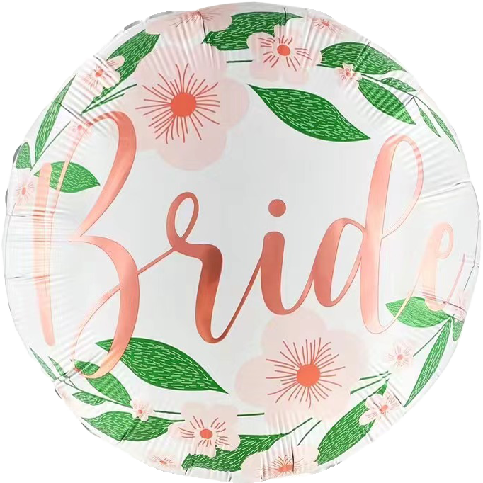 بالون معدني "Bride" بتصميم وردي وزهور