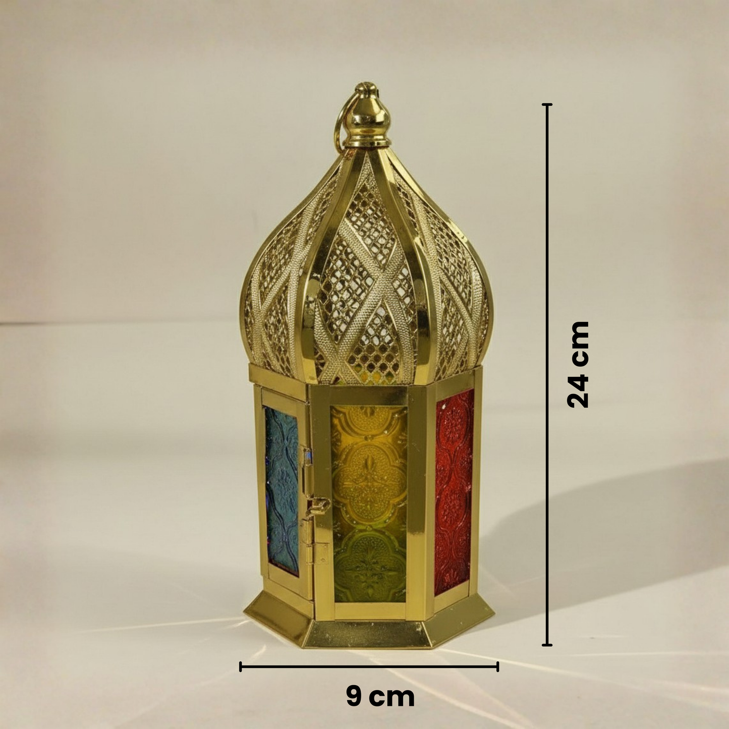 فانوس شمعة من المعدن والزجاج 9 × 24 سم