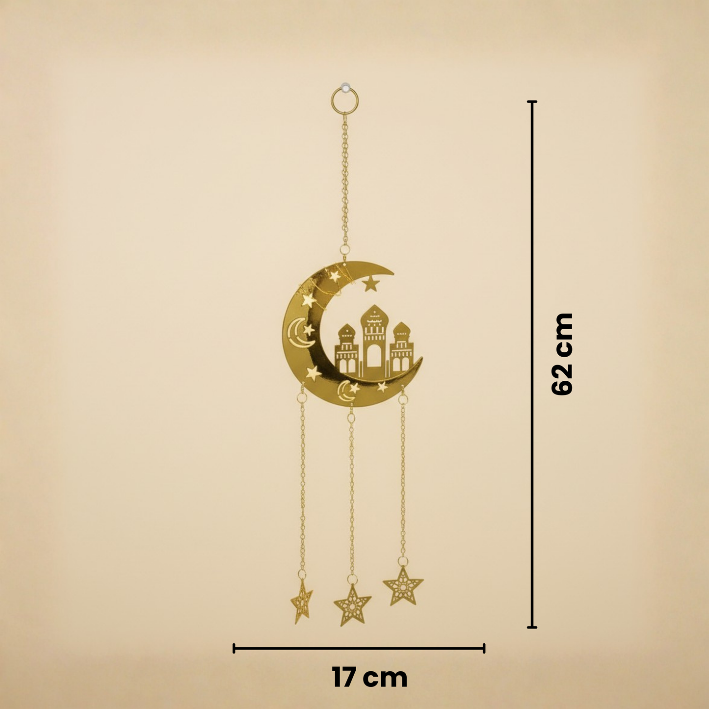 Décoration Ramadan en Métal Forme Croissant 17×62 cm