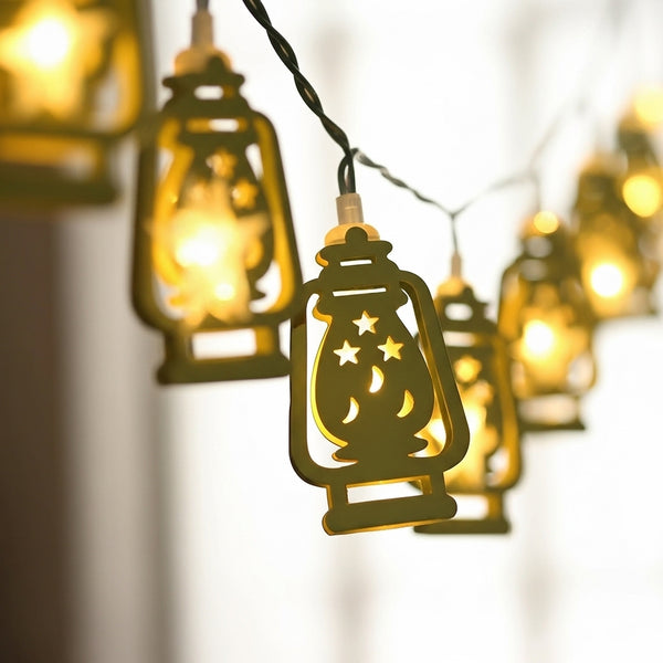 Metal Garland LED Light Lantern Shape 180 cm