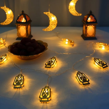 سلسلة إضاءة LED معدنية على شكل فوانيس 180 سم