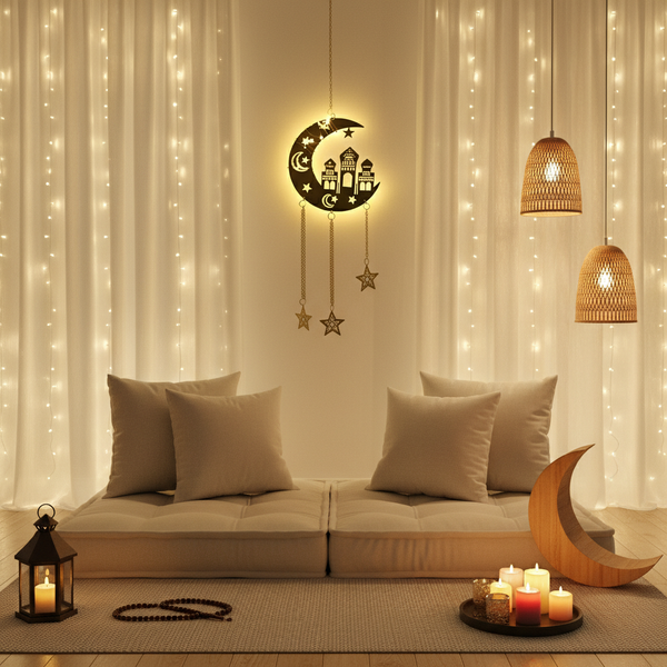 Metal Ramadan Decoration Crescent Shape 17x62 cm