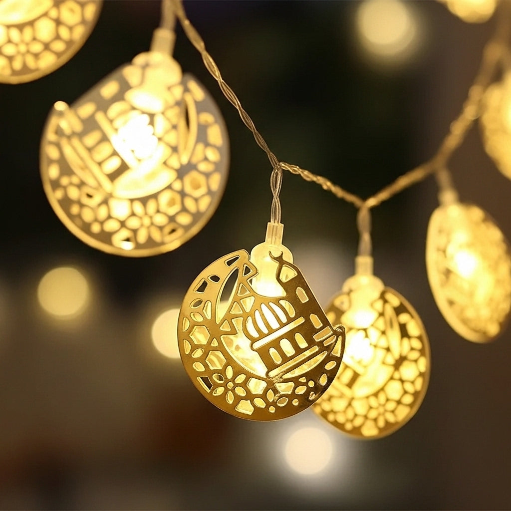 سلسلة إضاءة LED معدنية على شكل هلال 180 سم