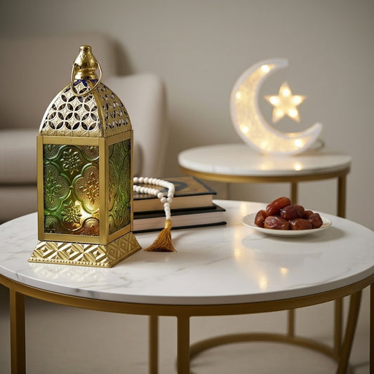 فانوس شمعة من المعدن والزجاج – 7 × 16 سم