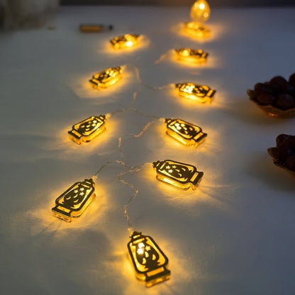 سلسلة إضاءة LED معدنية على شكل فوانيس 180 سم