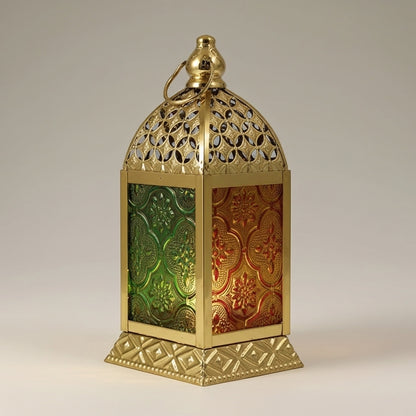 فانوس شمعة من المعدن والزجاج – 7 × 16 سم