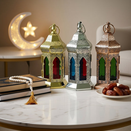 فانوس شمعة من المعدن والزجاج 9 × 21 سم