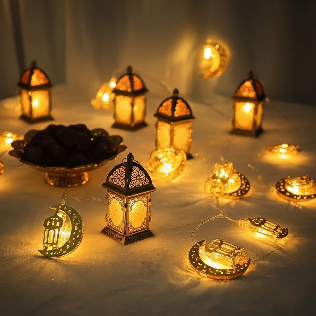 سلسلة إضاءة LED معدنية على شكل هلال 180 سم