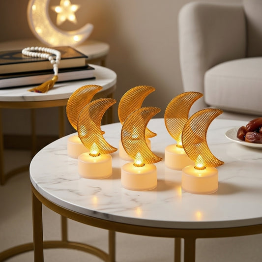 Décoration de Table LED en Métal Forme Croissant 4×8 cm (Lot de 6)