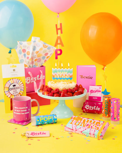 Large Colourful Wavy Happy Birthday Candle