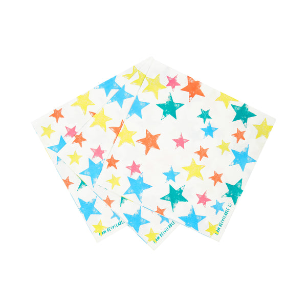 Serviettes en papier étoiles arc en ciel pour fête