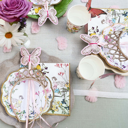 أطباق ورقية بتصميم الجنية والفراشات