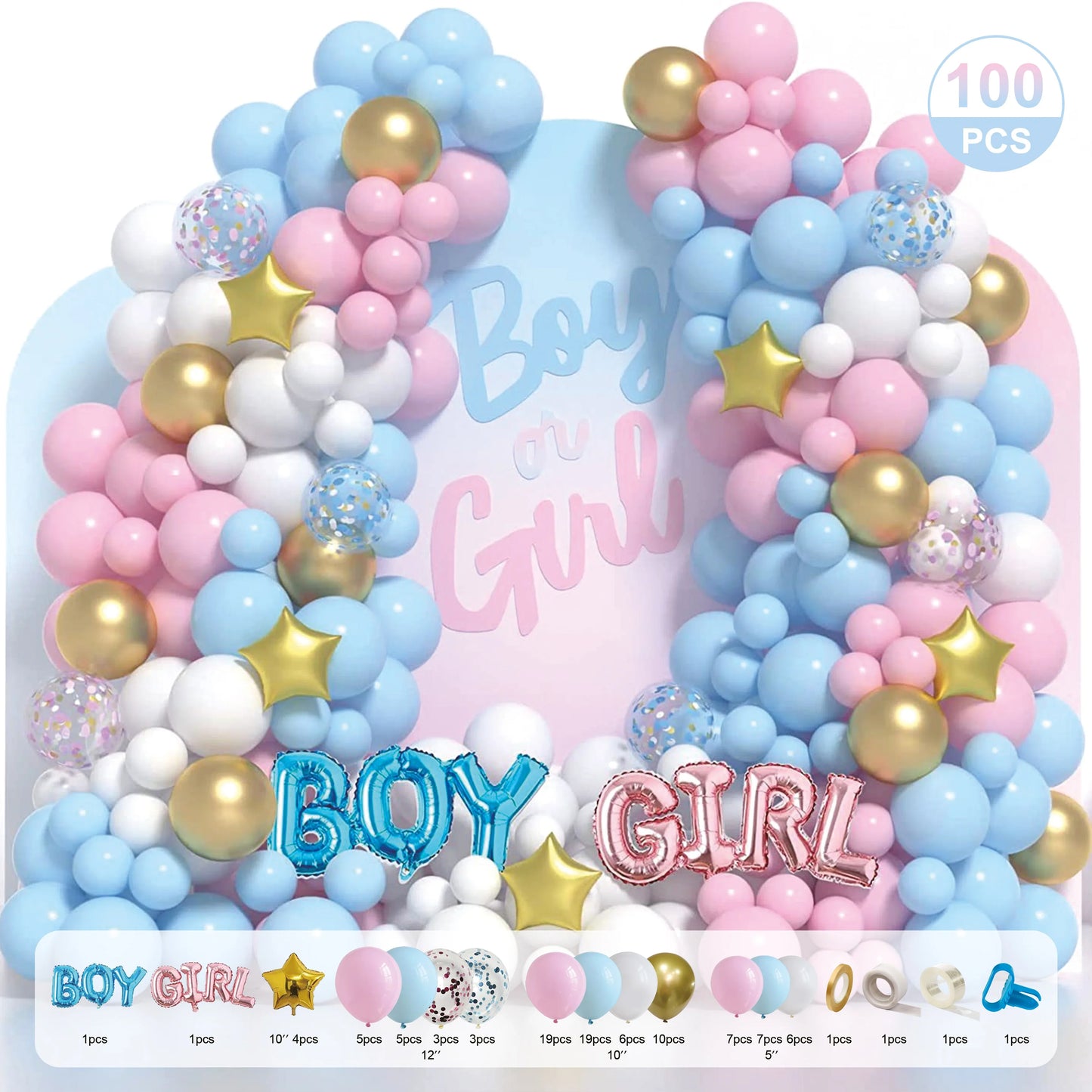 Balloon Garland Set - Pink, Blue & White - CasaRosa