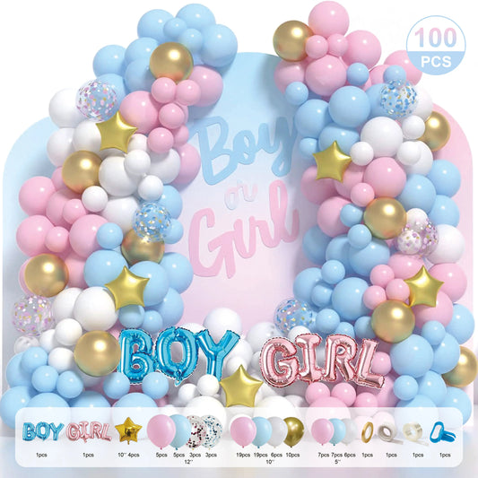 Balloon Garland Set - Pink, Blue & White - CasaRosa