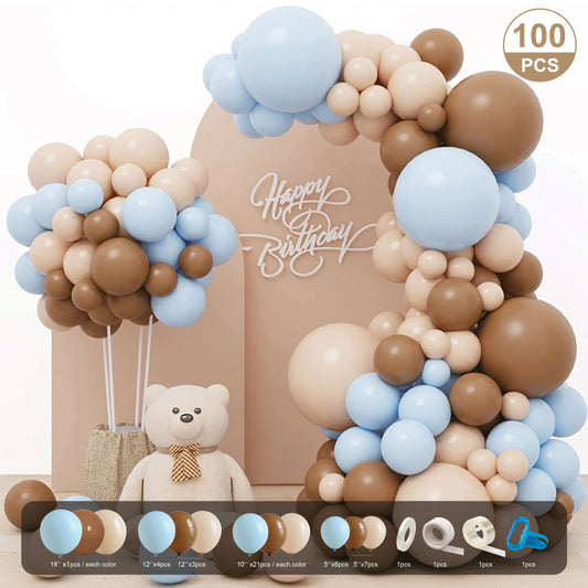 Balloon Garland Set - Skin, Cocoa & Blue - CasaRosa