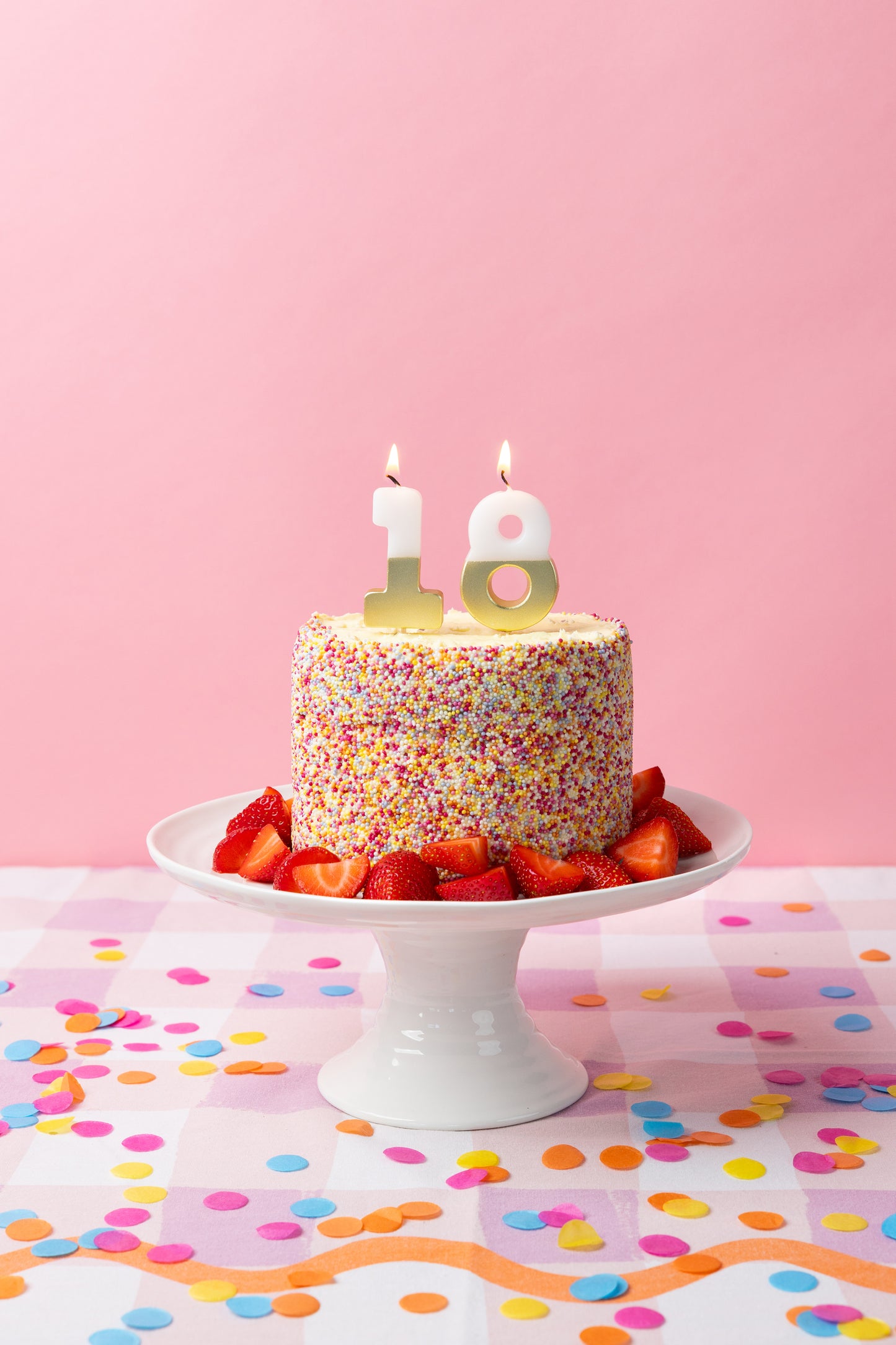 مجموعة شموع رقم 18 باللونين الأبيض والذهبي