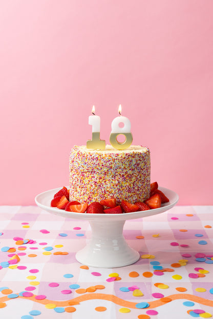 مجموعة شموع رقم 18 باللونين الأبيض والذهبي