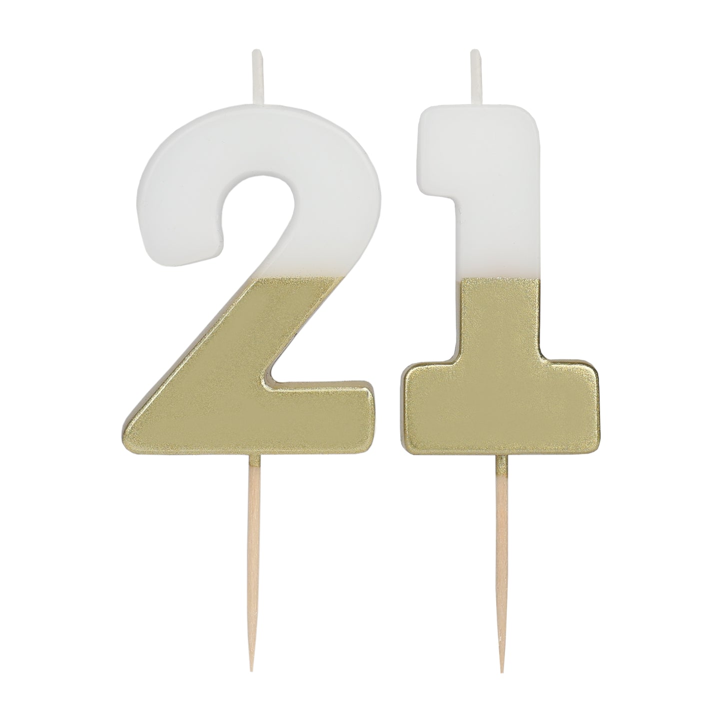 مجموعة شموع رقم 21 باللونين الأبيض والذهبي