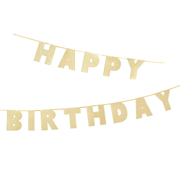 لافتة Happy Birthday ذهبية فاخرة