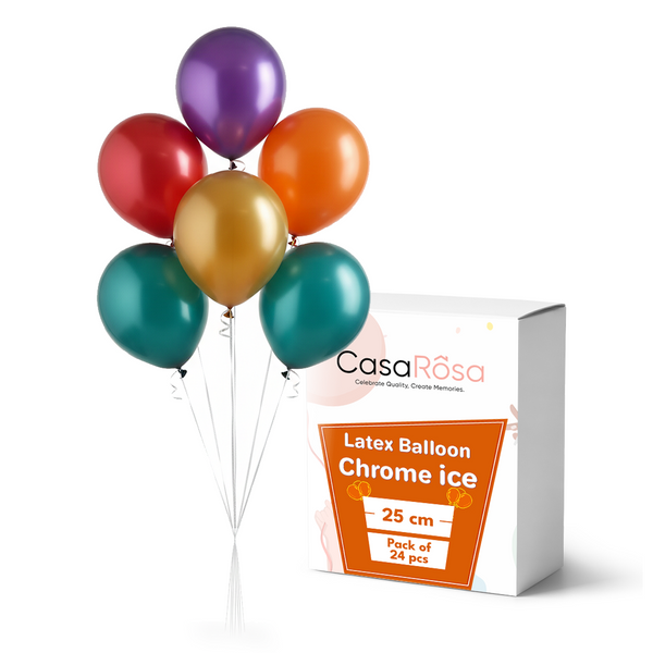 بالونات Latex Chrome Ice مقاس 25 سم حزمة 24 قطعة
