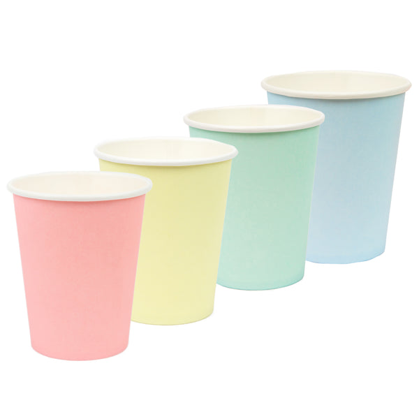 Gobelets en papier couleurs pastel pour fête 8 pièces