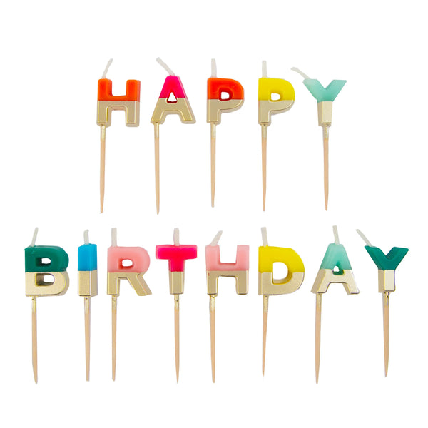 Bougies anniversaire arc en ciel Happy Birthday