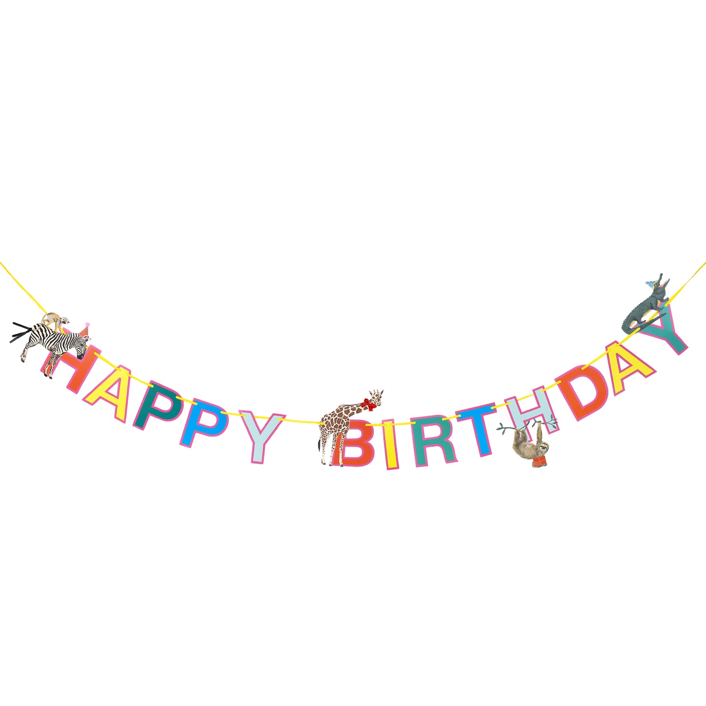 Safari Monkey and Zebra Happy Birthday Paper Garland
