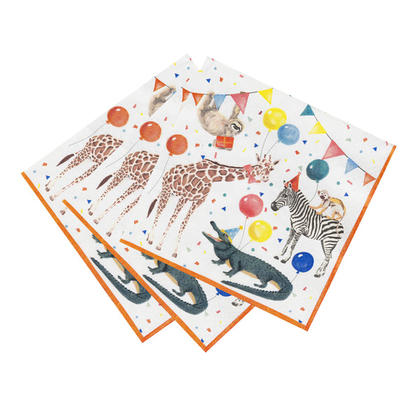 Serviettes en papier recyclé safari pour fête 20 pièces