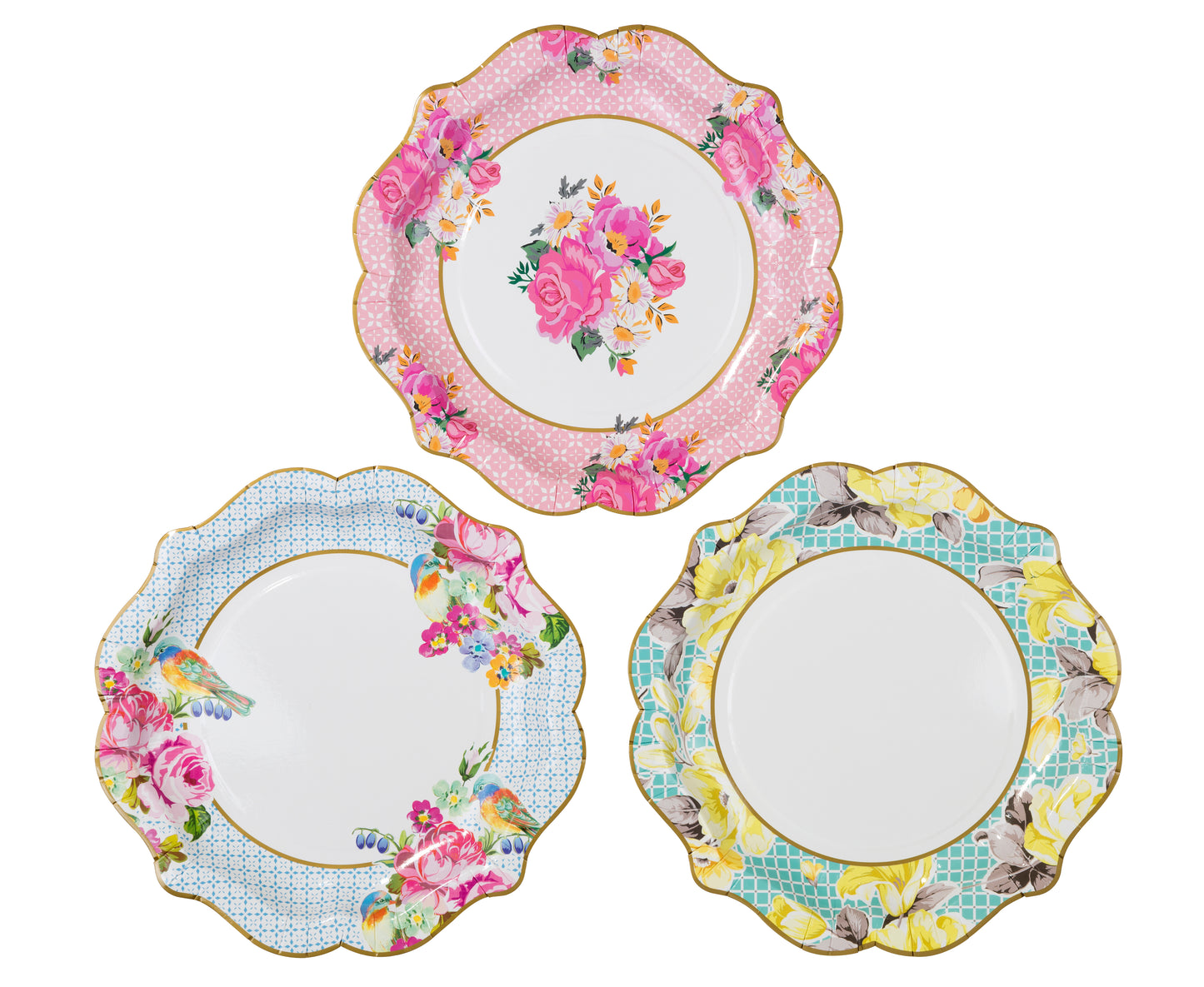 Assiettes en papier fleurs pastel 12 pièces