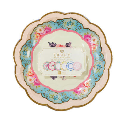Vintage Floral Paper Plates 12 Pack