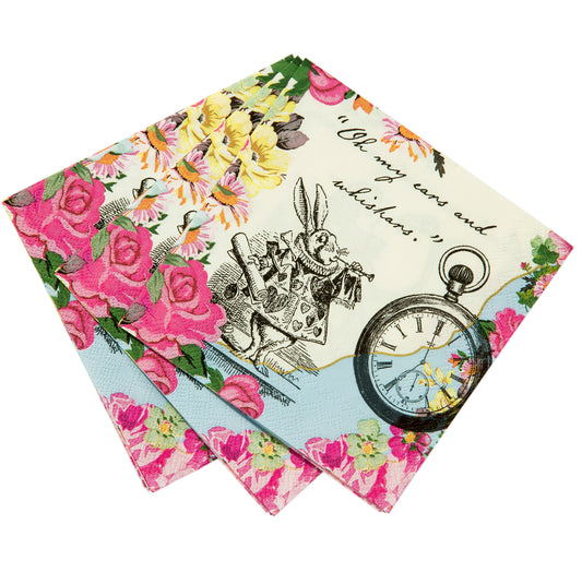 Alice in Wonderland Rabbit Paper Napkins 20 Pack