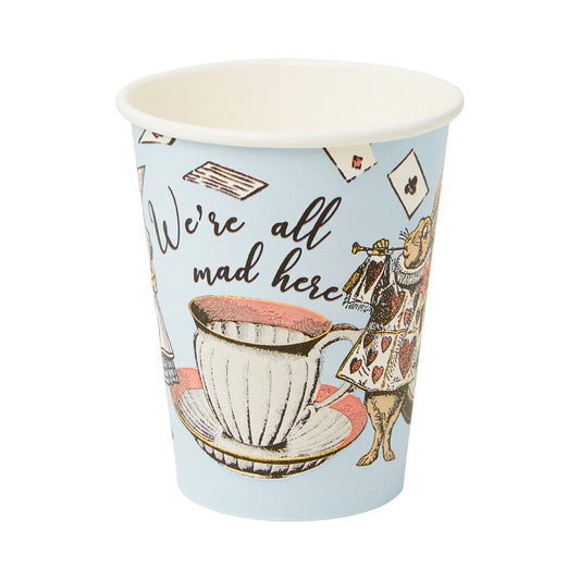 Alice in Wonderland Blue Paper Cups 8 Pack