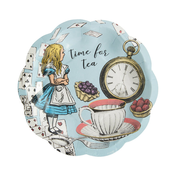 Assiettes en papier bleues Alice au pays des merveilles 12 pièces