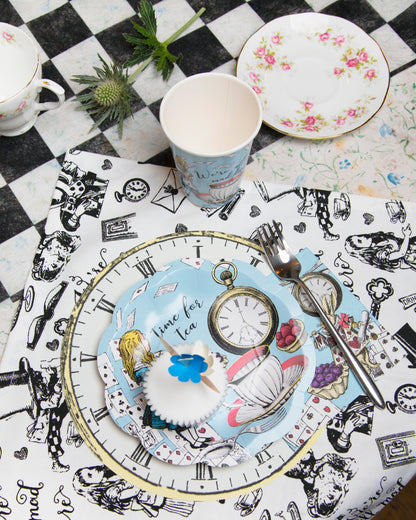 Serviettes cocktail bleues Alice au pays des merveilles 20 pièces