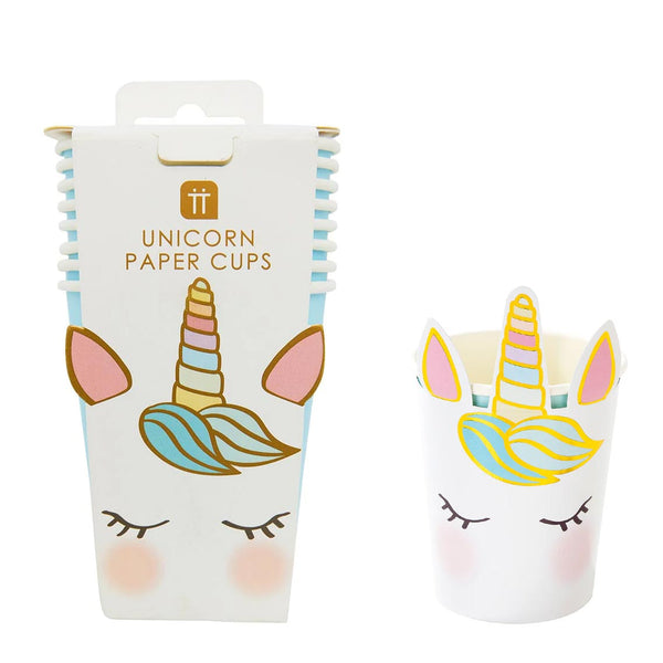 Gobelets en papier Unicorns 8 pièces