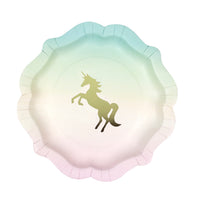 Assiettes en papier licorne pastel
