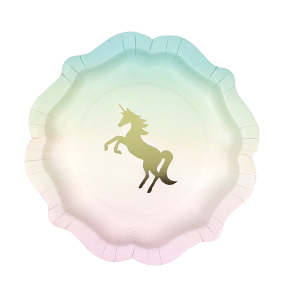 Assiettes en papier licorne pastel