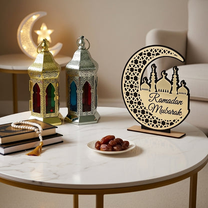 زينة «رمضان مبارك» على شكل هلال ومسجد 19×21 سم