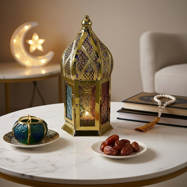 Metal and Glass Candle Lantern 9×24 cm