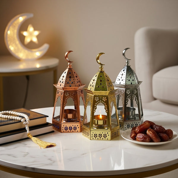 Metal And Glass Candle Lantern 7×17cm