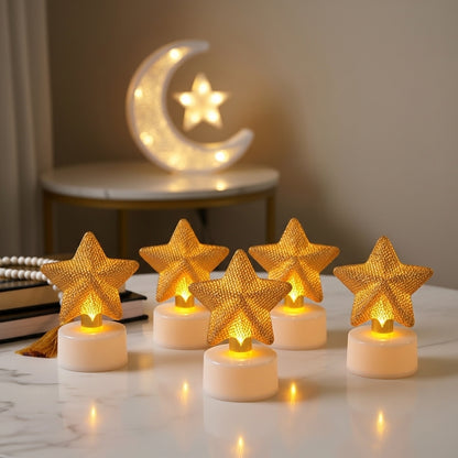 Set of 6 LED star table decorations for Ramadan and Eid