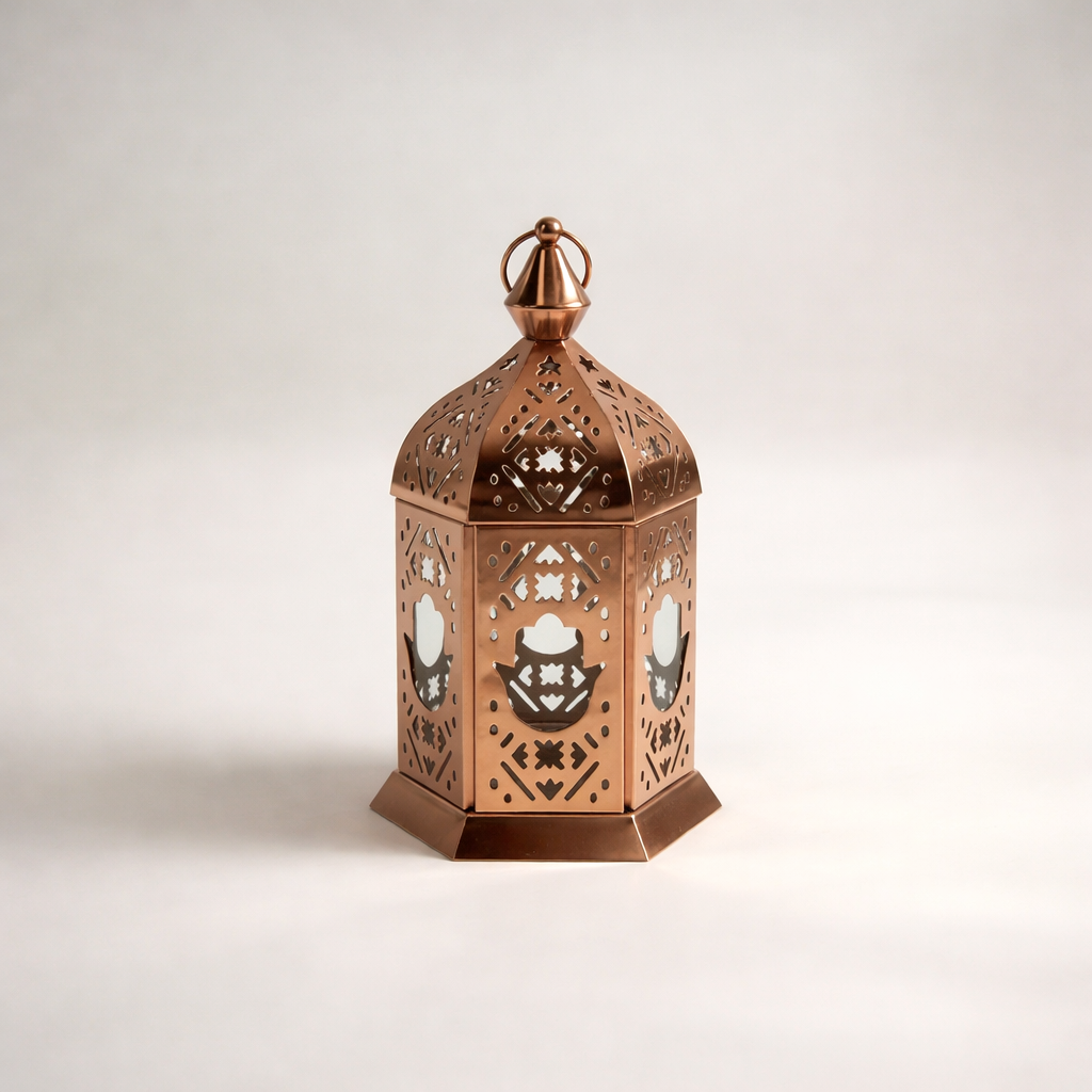 فانوس شمعة من المعدن والزجاج 10 × 18 سم