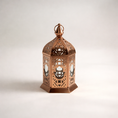 فانوس شمعة من المعدن والزجاج 10 × 18 سم