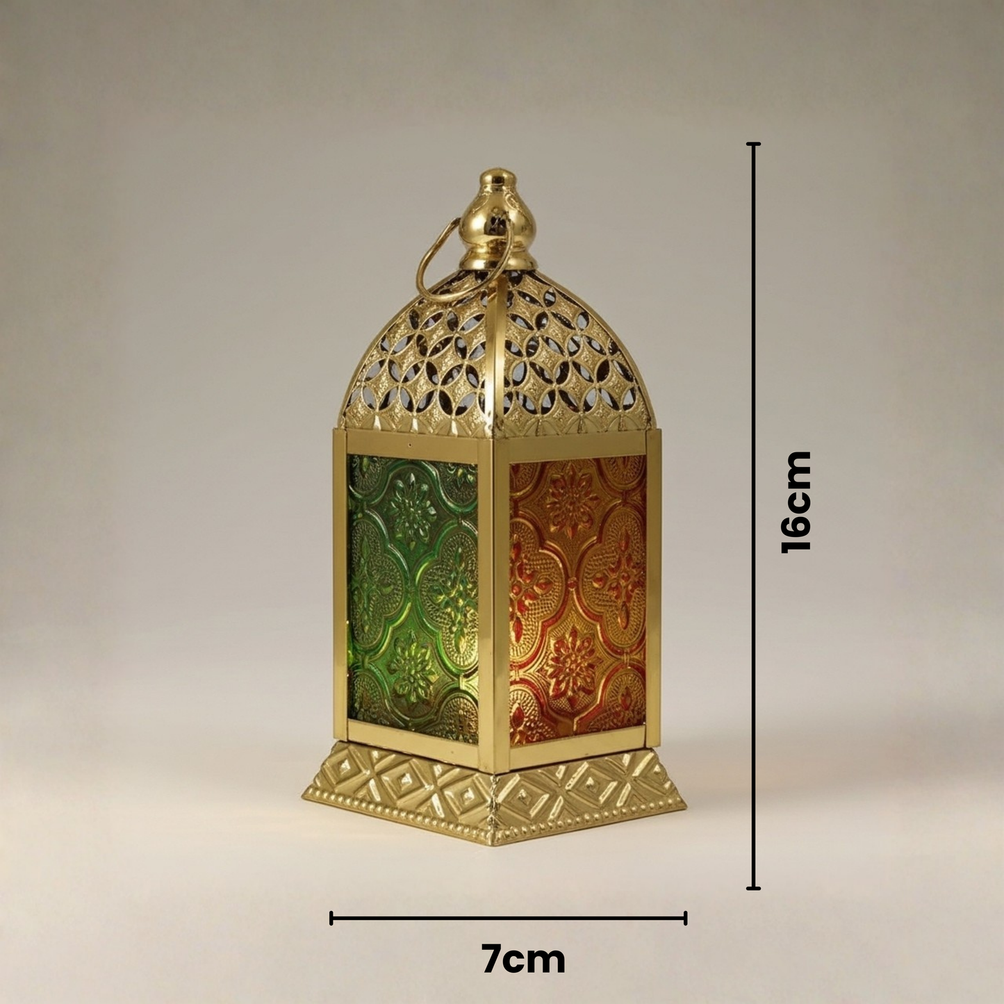 فانوس شمعة من المعدن والزجاج – 7 × 16 سم