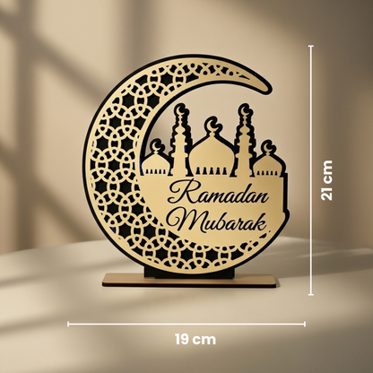 زينة «رمضان مبارك» على شكل هلال ومسجد 19×21 سم